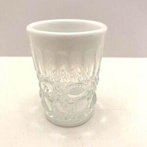 Mosser Glass Eye Winker White Opal 4" Tumbler Opalescent Juice USA